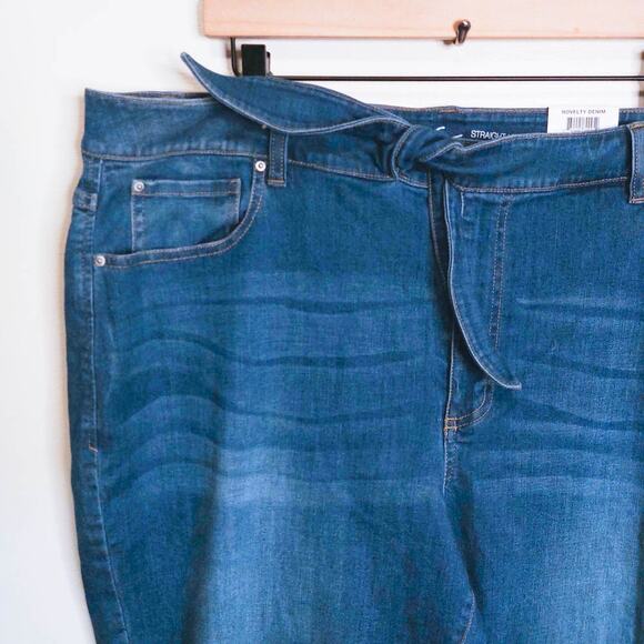 INC International Concepts NWT Tie Waist Raw Hem Straight Leg Cropped Jeans 22W - Picture 3 of 9